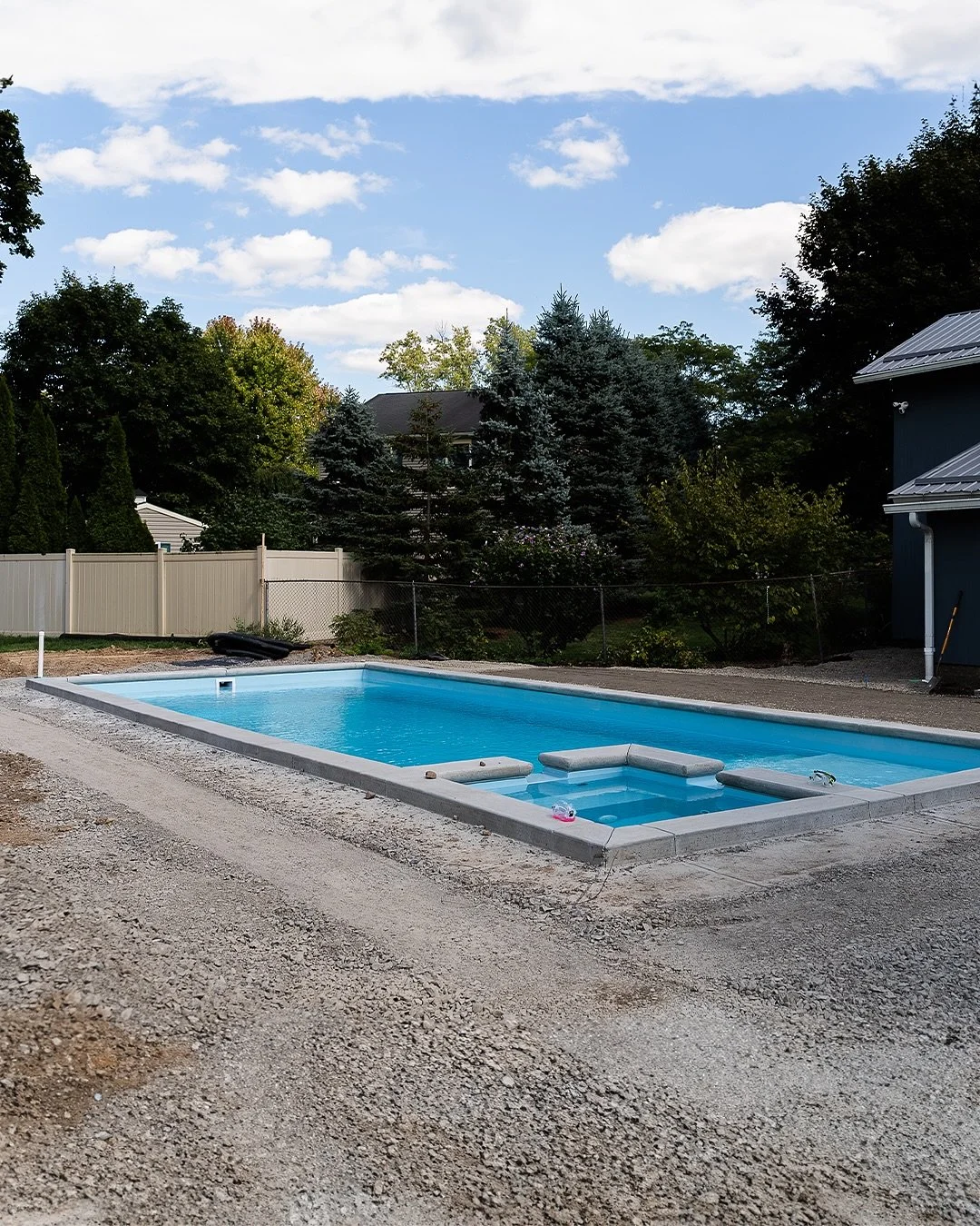 Get your pool installed this fall. Be ready to swim by spring 2026! 
This backyard project in HFL is coming to life. The pool is in and running. Next up: pavers for the patio.