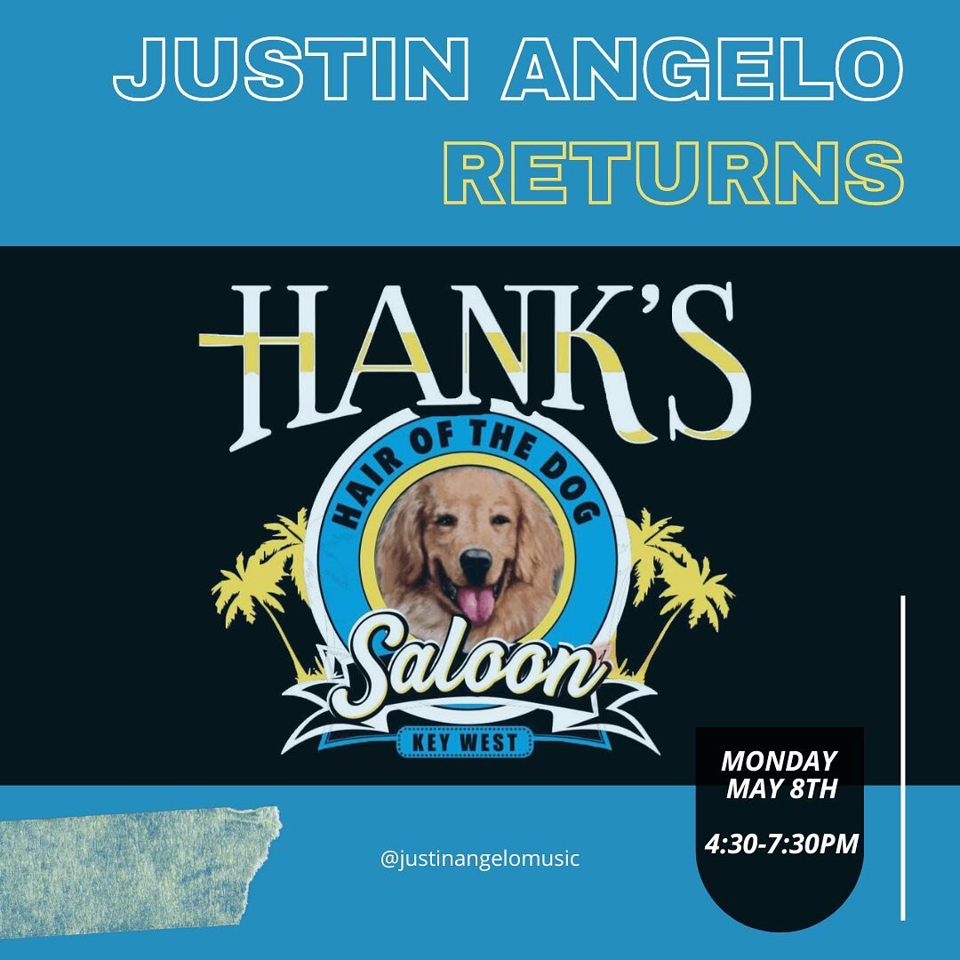 Stop on it at @hankskeywest where I&rsquo;ll be returning for the 4:30-7:30 slot after a long overdue hiatus! #justinangelomusic #hankskw #localmusicscene