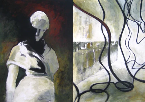 Detail of larger painting - acrylic wit photo transfer.