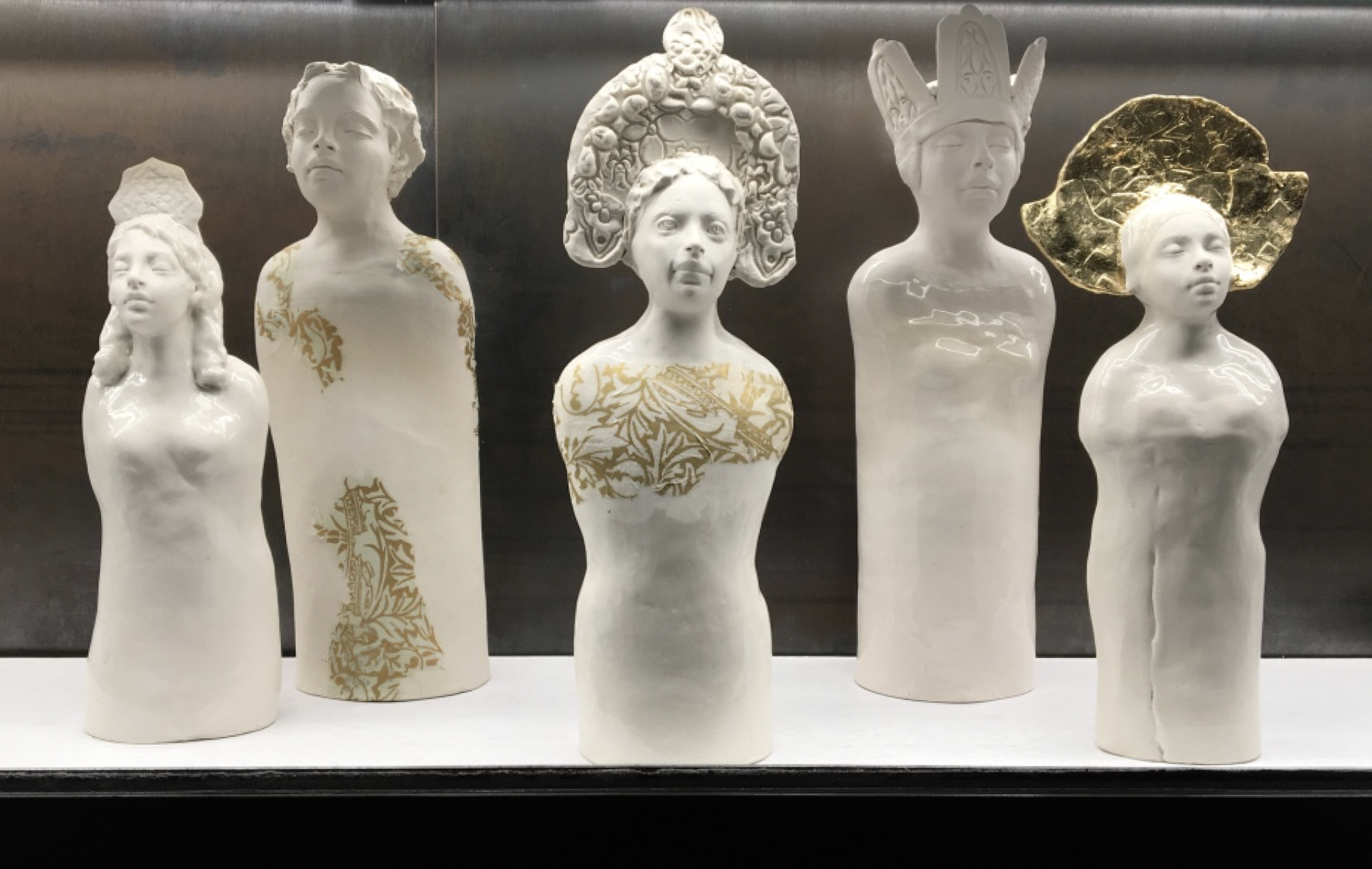 A group of Caroline’s porcelain sculptures.