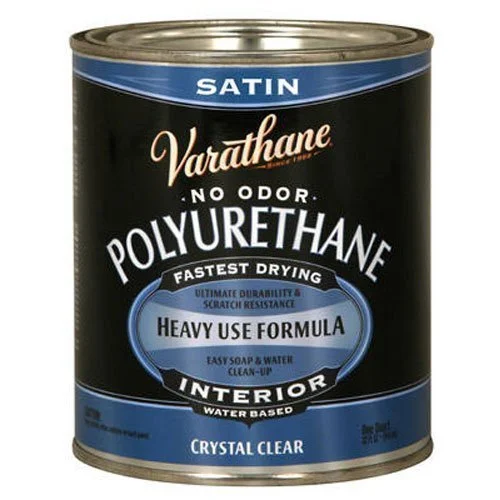 Varathane Interior Crystal Clear Water-Based Polyurethane, Satin Finish Most art supplies are overpriced, so I buy some supplies in bulk from the paint department. This odorless satin varnish gives a nice low sheen to my paintings by bringing out the colors and the textures in a subtle way. It also protects the painting from low impact.