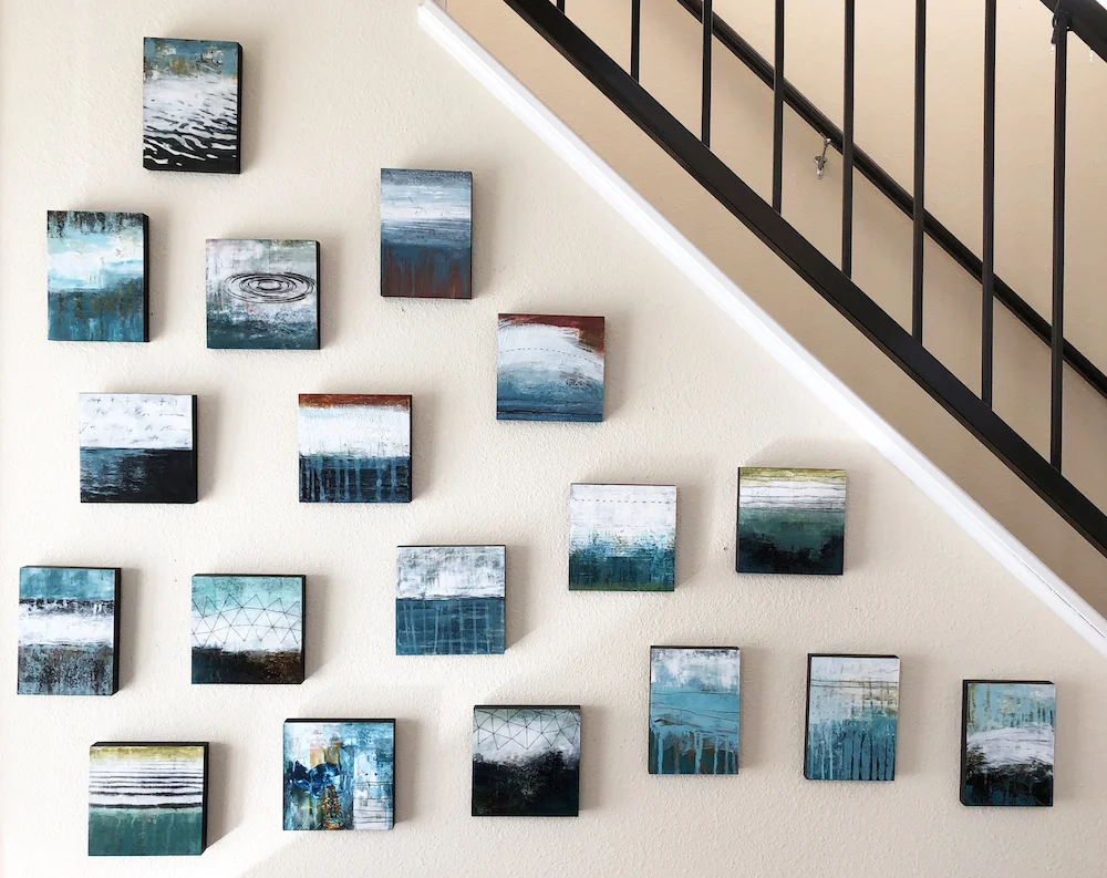 This wall of Aqua paintings sold during Open Studios to a wonderful collector in Hawaii.
