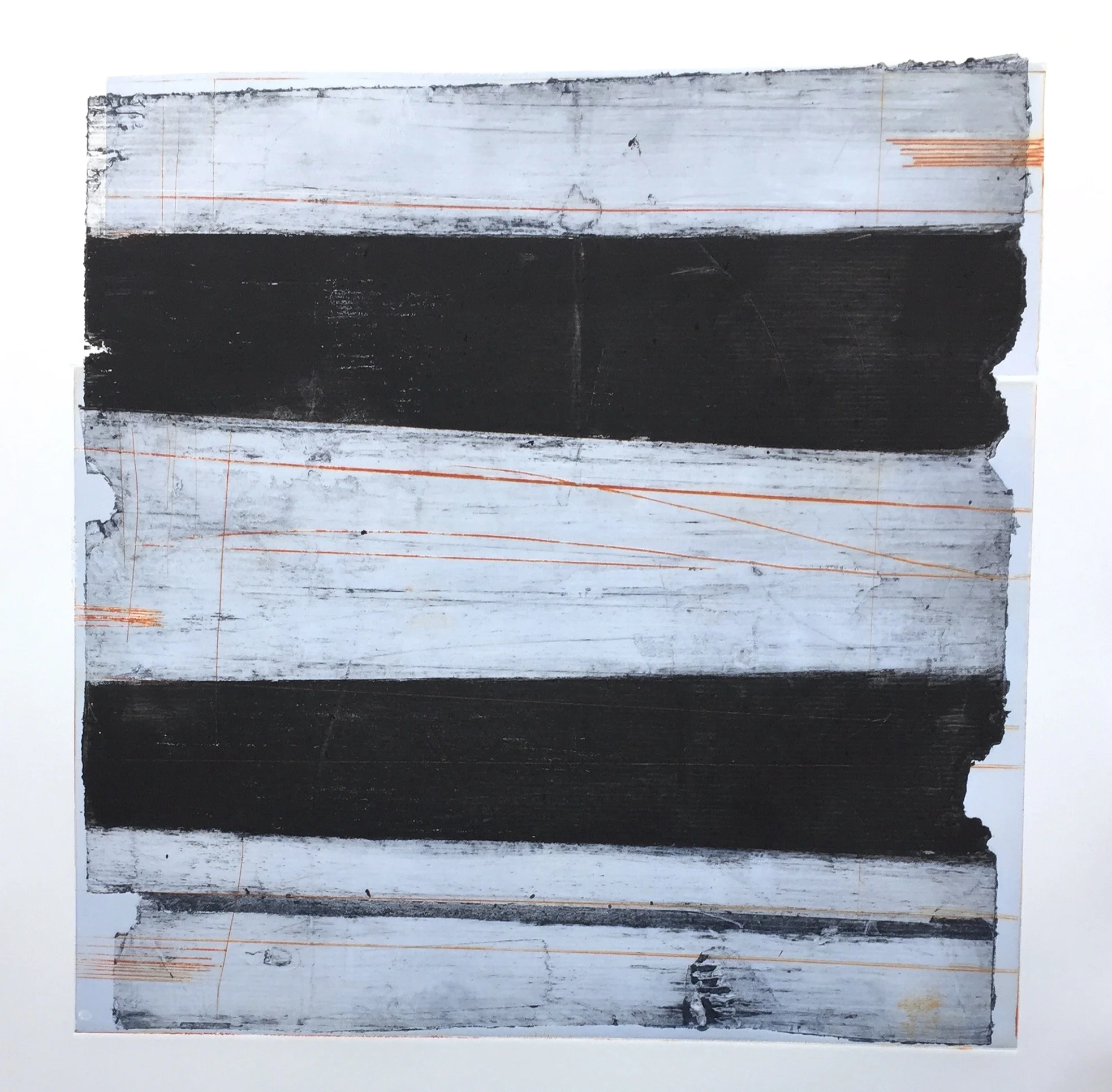 “Spatial Alterations” 24” x 24” (image size) 40” x 28” (paper size), carborundum print, drypoint, relief on cardboard