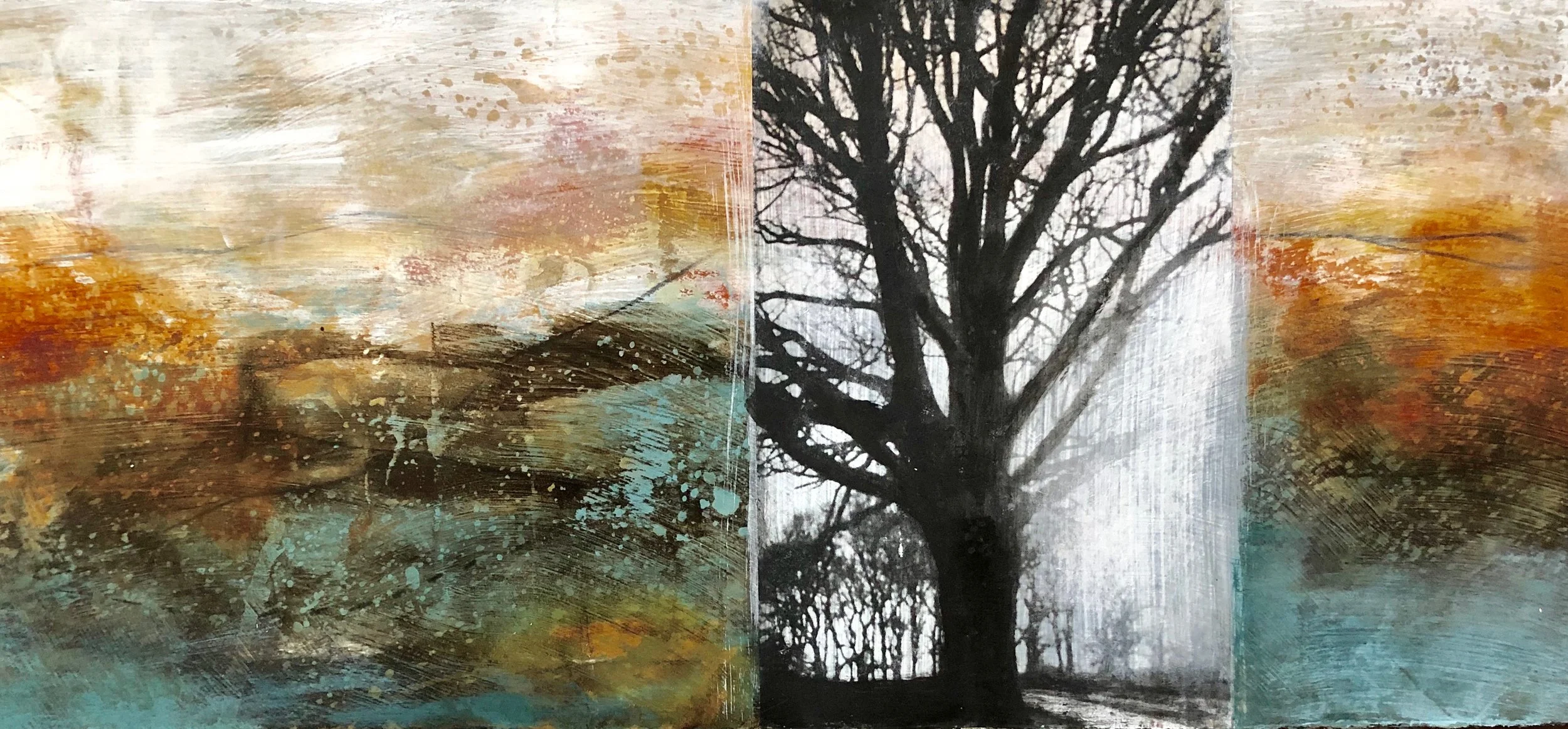 Detail of “The Turning Point” 2019 ©Amy Guion Clay Acrylic, toner on paper