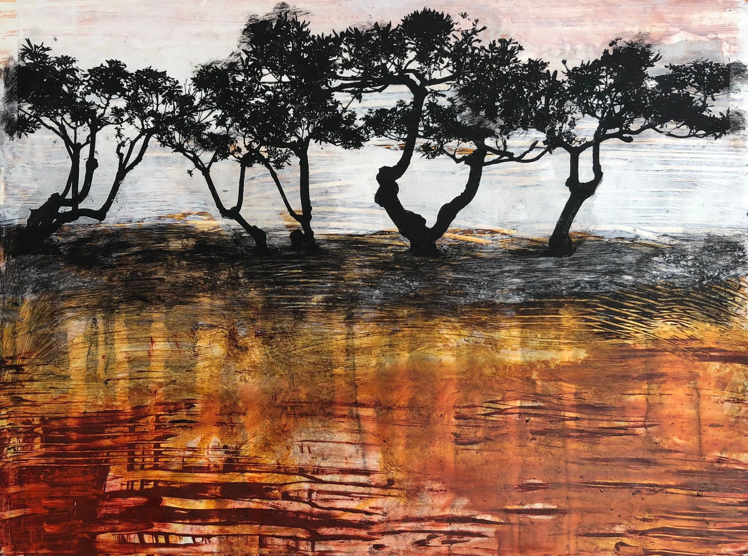 El Dorado 2 Acrylic, toner on Yupo paper 9” x 12” ©Amy Guion Clay