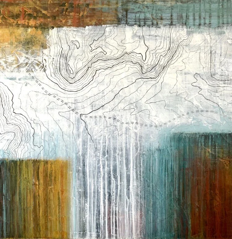 “In Universal Pause”  Acrylic, graphite on panel 24” x 24” x 2”- 2019/20  ©Amy Guion Clay