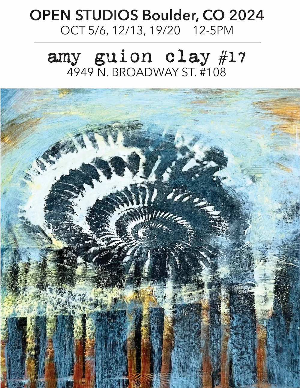 Open Studios Tour, Boulder, CO - Oct. 5/6, 12/13, 19/20. 12-5pm