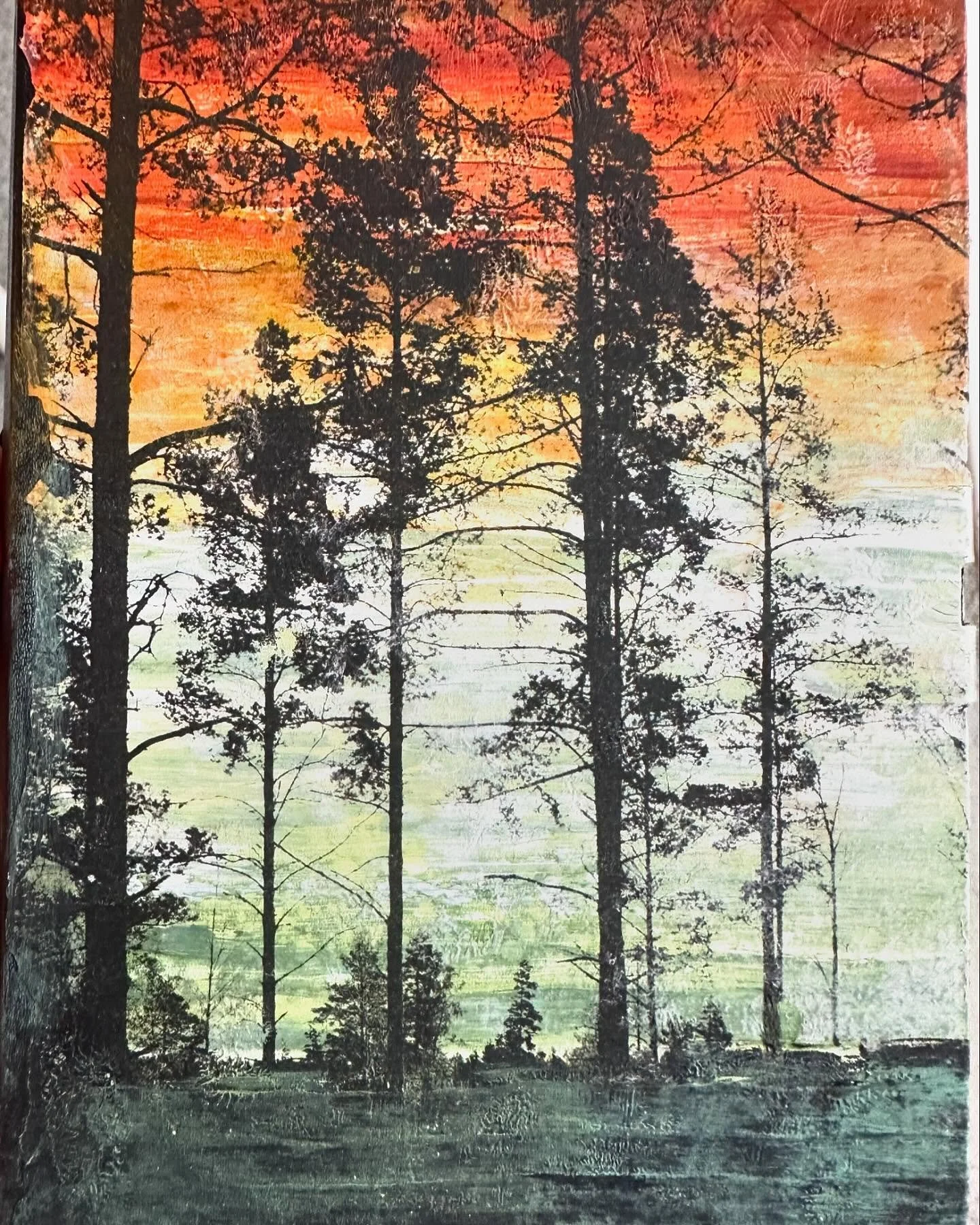 Another sketchbook, another painted cover, this time with my old tree friends from Finland ❤️