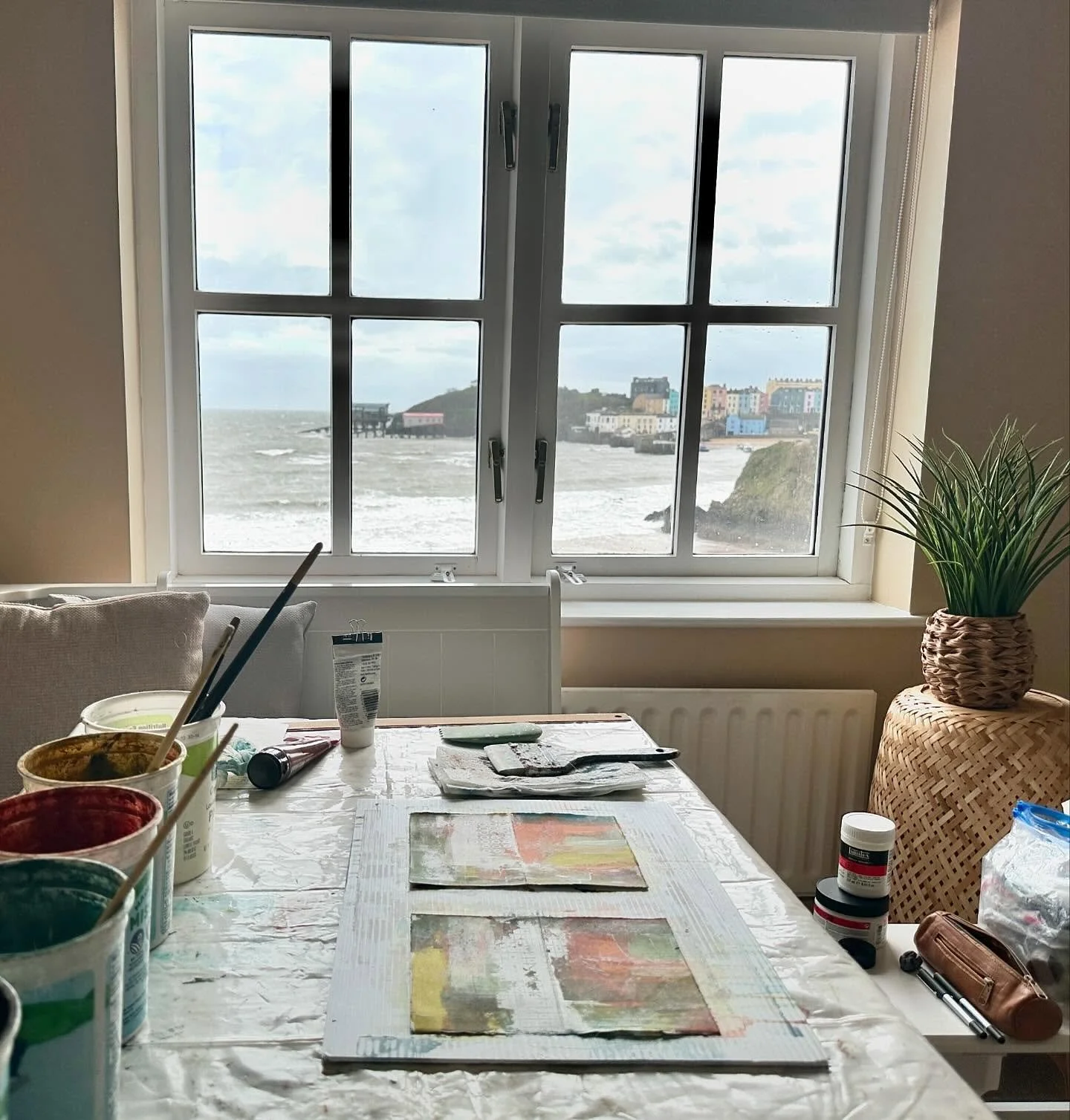 Saying goodbye to my painting space by the sea. It&rsquo;s been amazing and wild with several gale storms with very high winds! But I&rsquo;ve loved it all, onward to the mountains of Snowdonia!