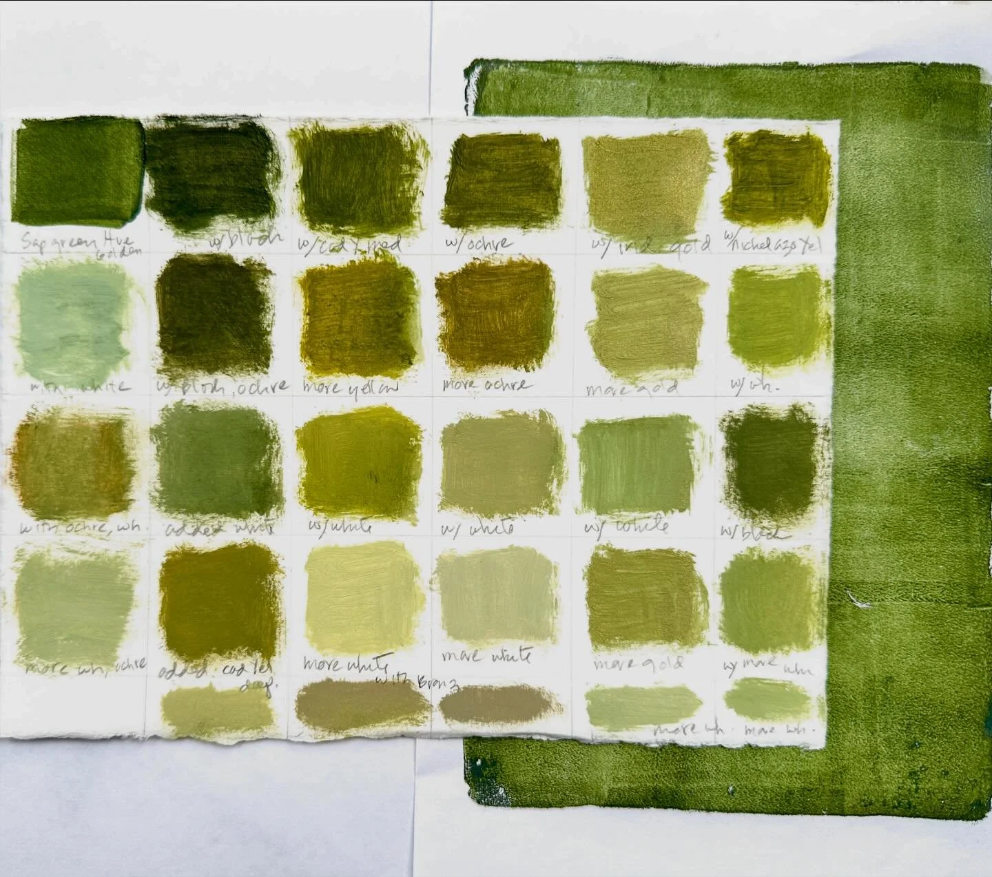 A new fave color (Sap Green) as I navigate my gel plate. Decided to explore this luscious green, mixing with different yellows, white and black.
Color is a lifelong journey of discovery that never gets old. Surprising, frustrating, exciting. Everythi