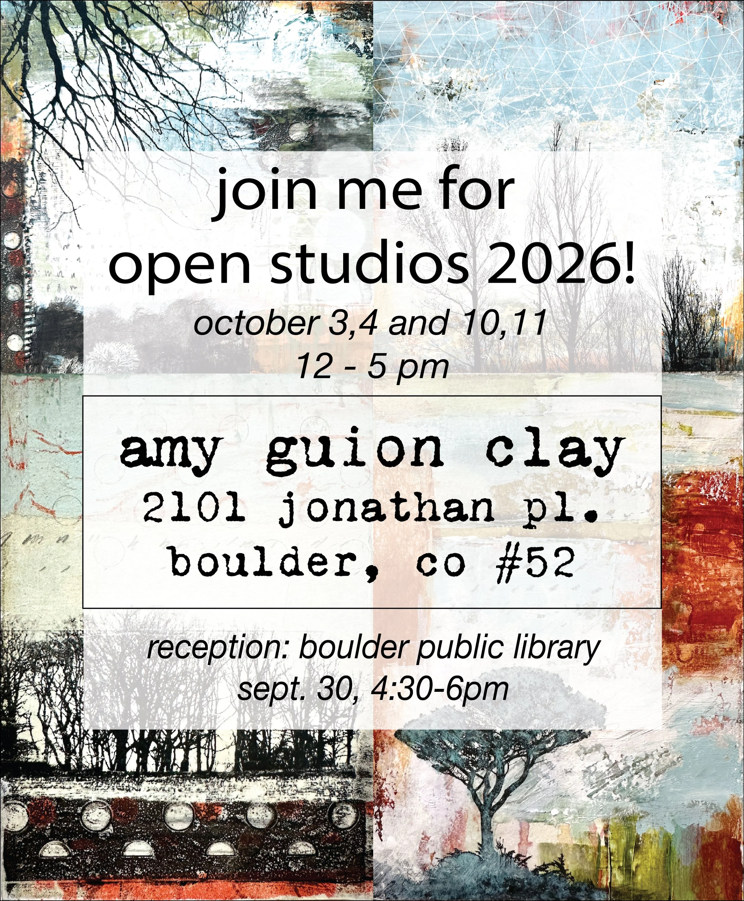 Open Studios Boulder is coming up soon! Oct 3,4 and 10,11 from 12-5 pm