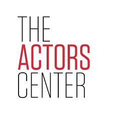 Logo for The Actors Center with black and red text on a white background
