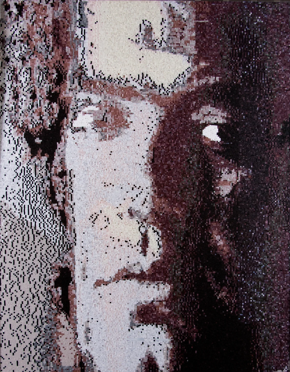 ROBERTO CAVALLI Medium: Hand Broken Stained Glass Pieces: 57,414 Hand Placed Tiles Size: 53" x 43"