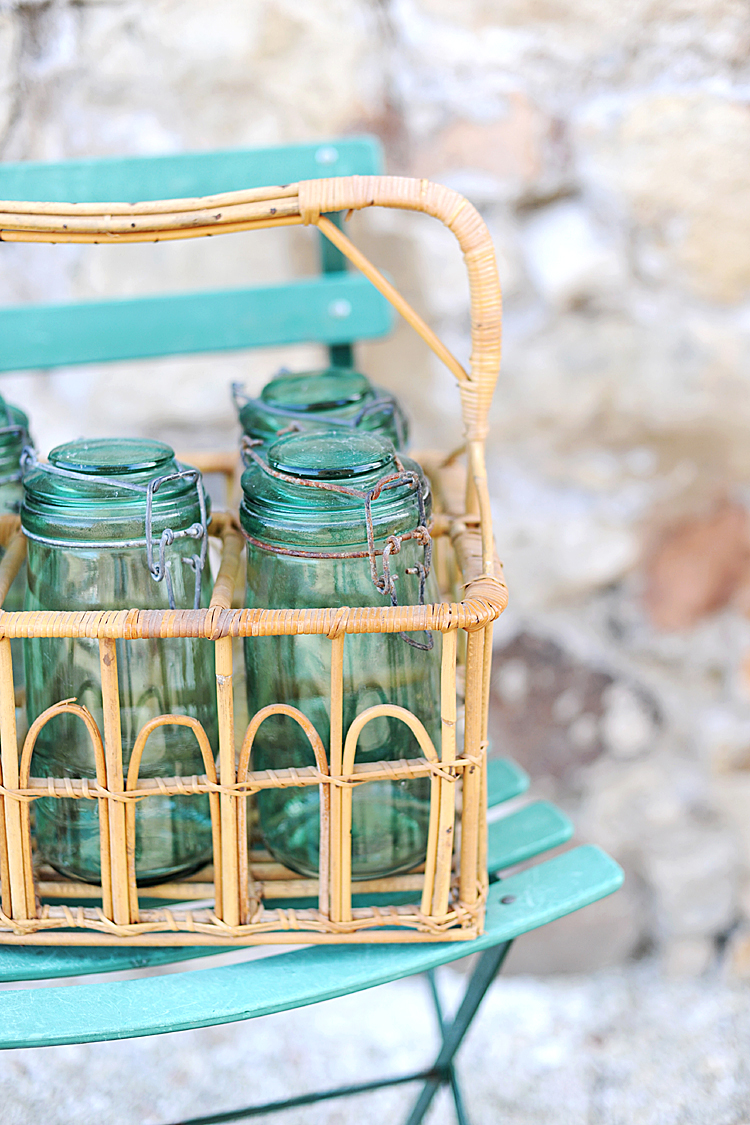 Haven Antiques Vintage French Rattan Bamboo Bottle Wine Carrier Basket Mid-Century Modern