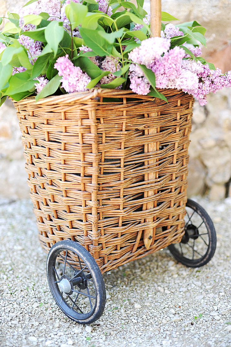 Haven Antiques Antique French Wicker Farmers Market Cart Basket