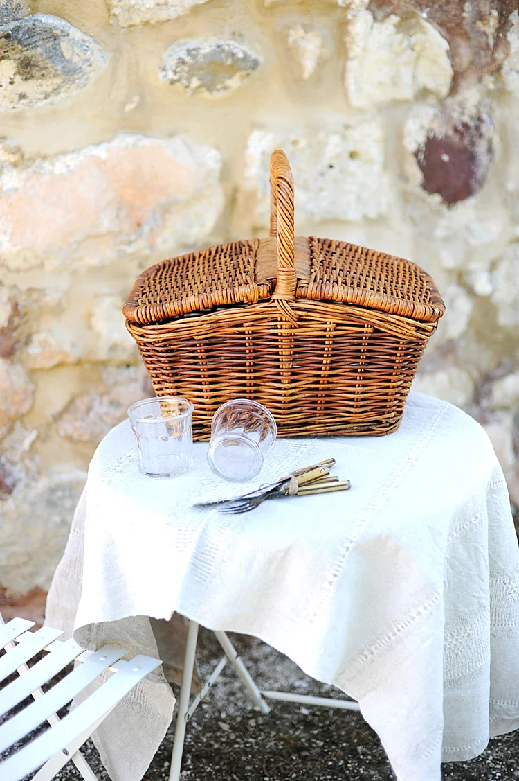 Haven Antiques Antique Vintage French Country Wicker Picnic Basket