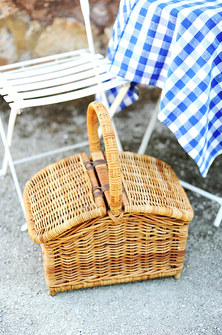 Haven Antiques Vintage French Wicker Country Basket Picnic