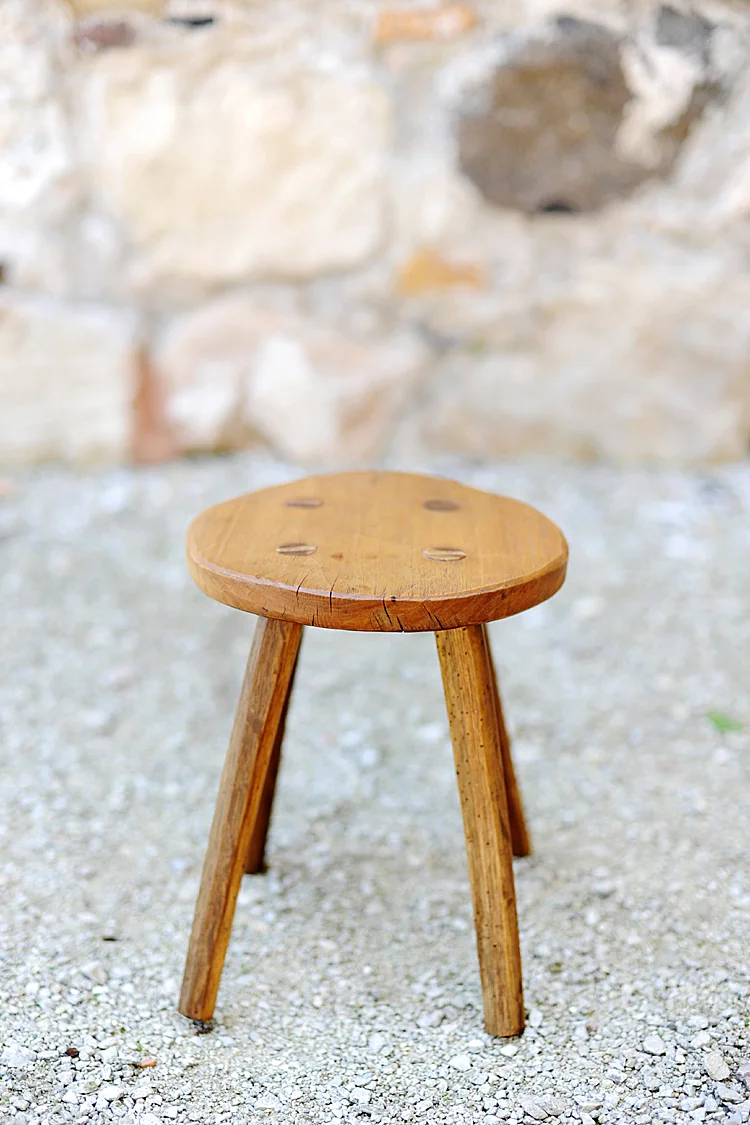 Antique French Farmhouse Milking Stool