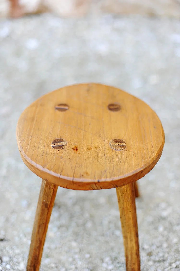 Antique French Farmhouse Milking Stool