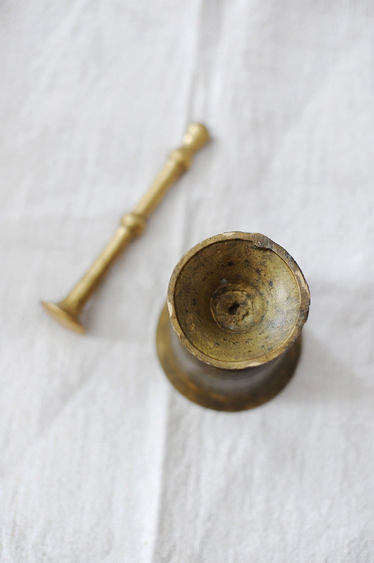 Antique Brass Mortar and Pestle