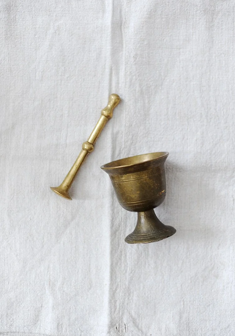 Antique Brass Mortar and Pestle