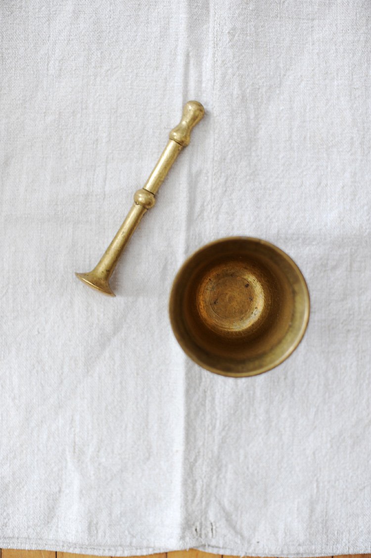 Antique Brass Mortar and Pestle