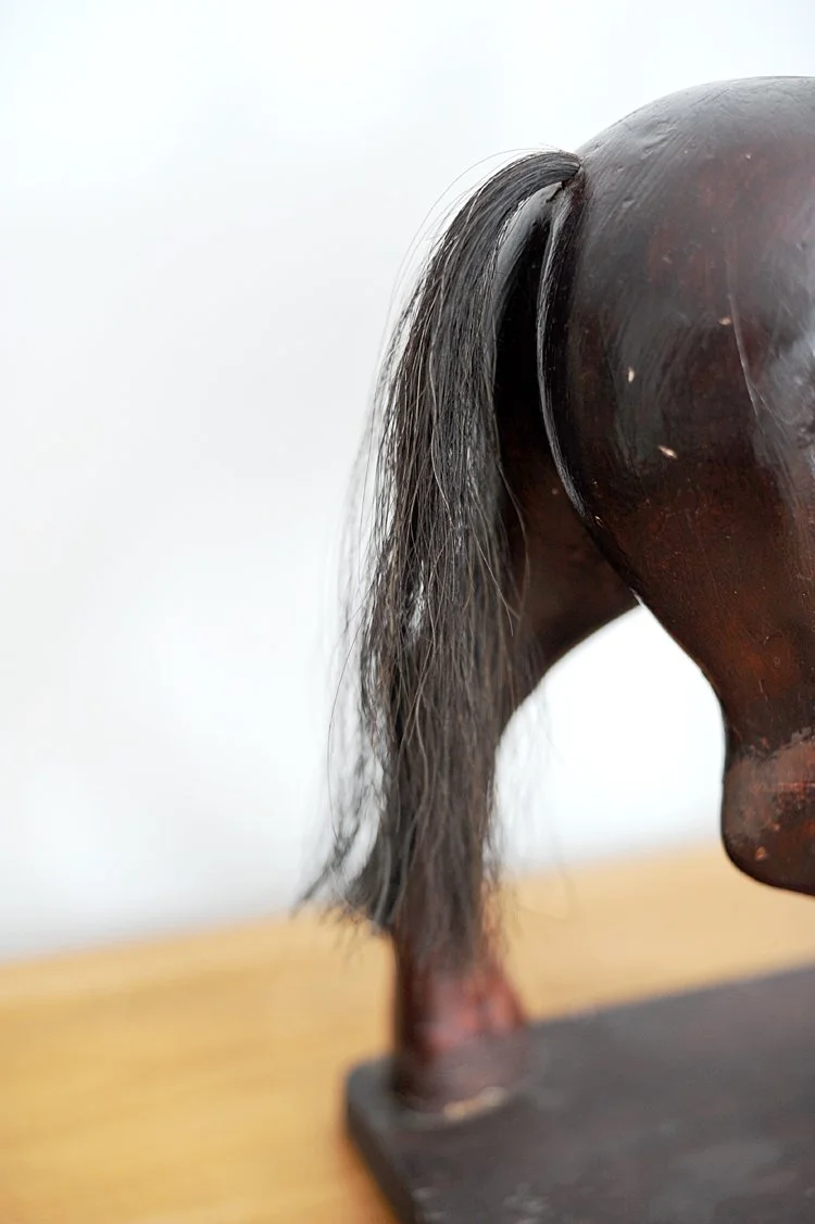 Antique primitive English hand carved wooden horse equestrian statue display 1800's 1900's