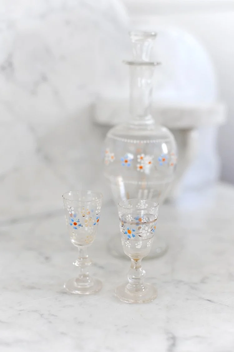 Antique 1800's French Hand Blown Decanter Set