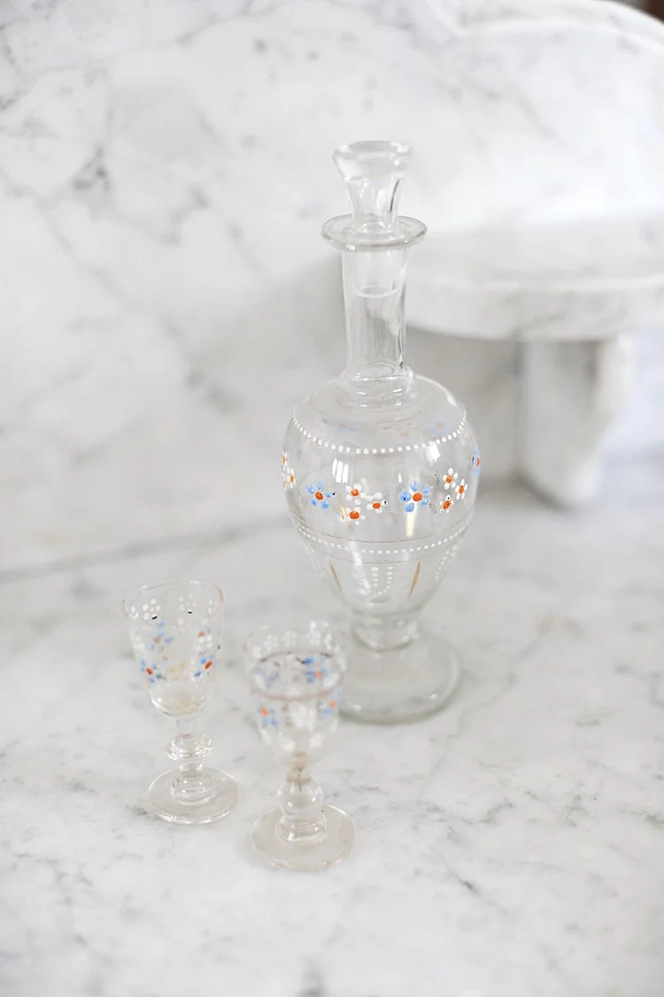 Antique 1800's French Hand Blown Decanter Set