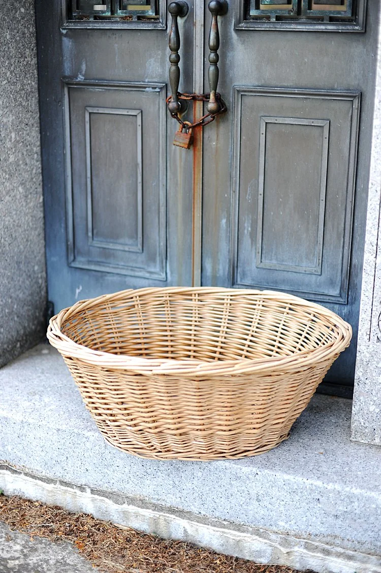 Antique French Wicker Laundry Basket