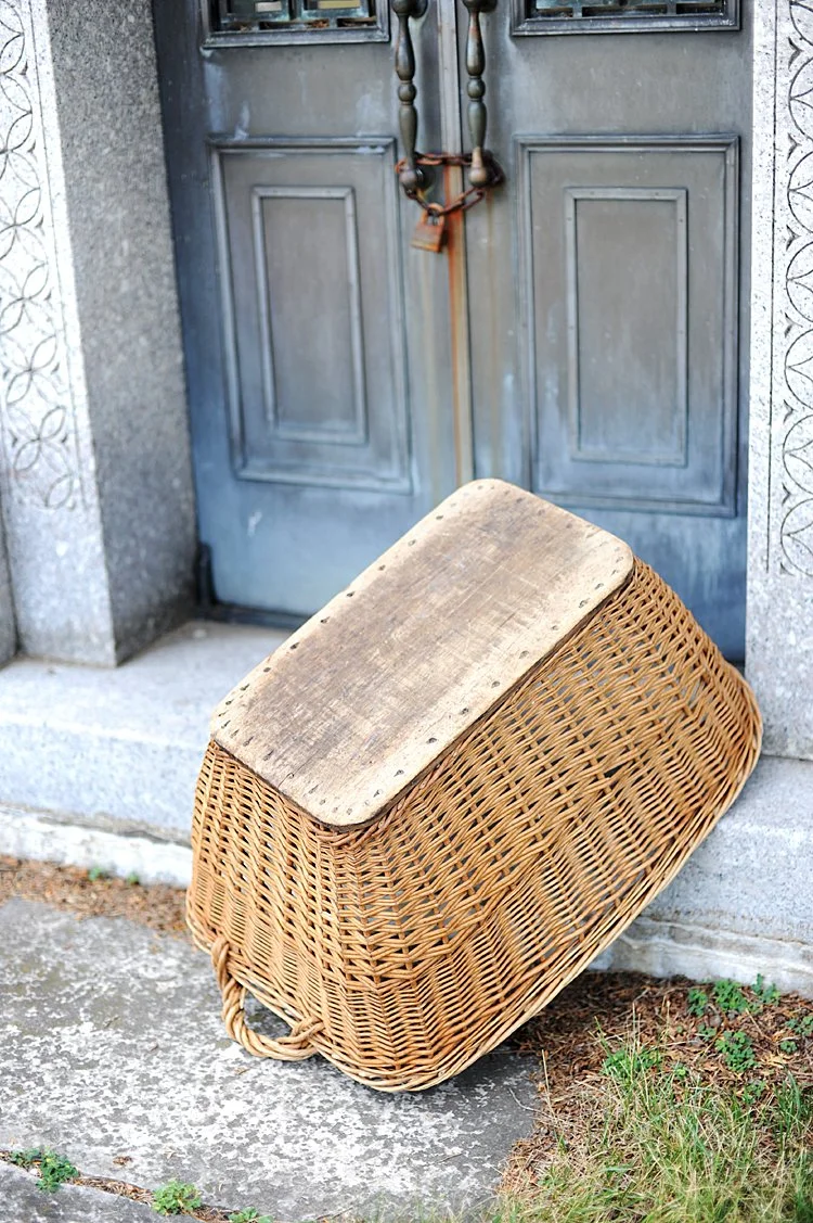 Antique French Wicker Laundry Basket