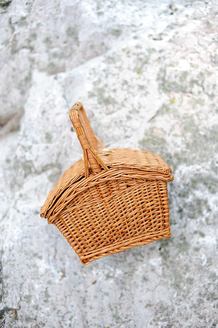 Vintage French Petite Wicker Picnic Basket