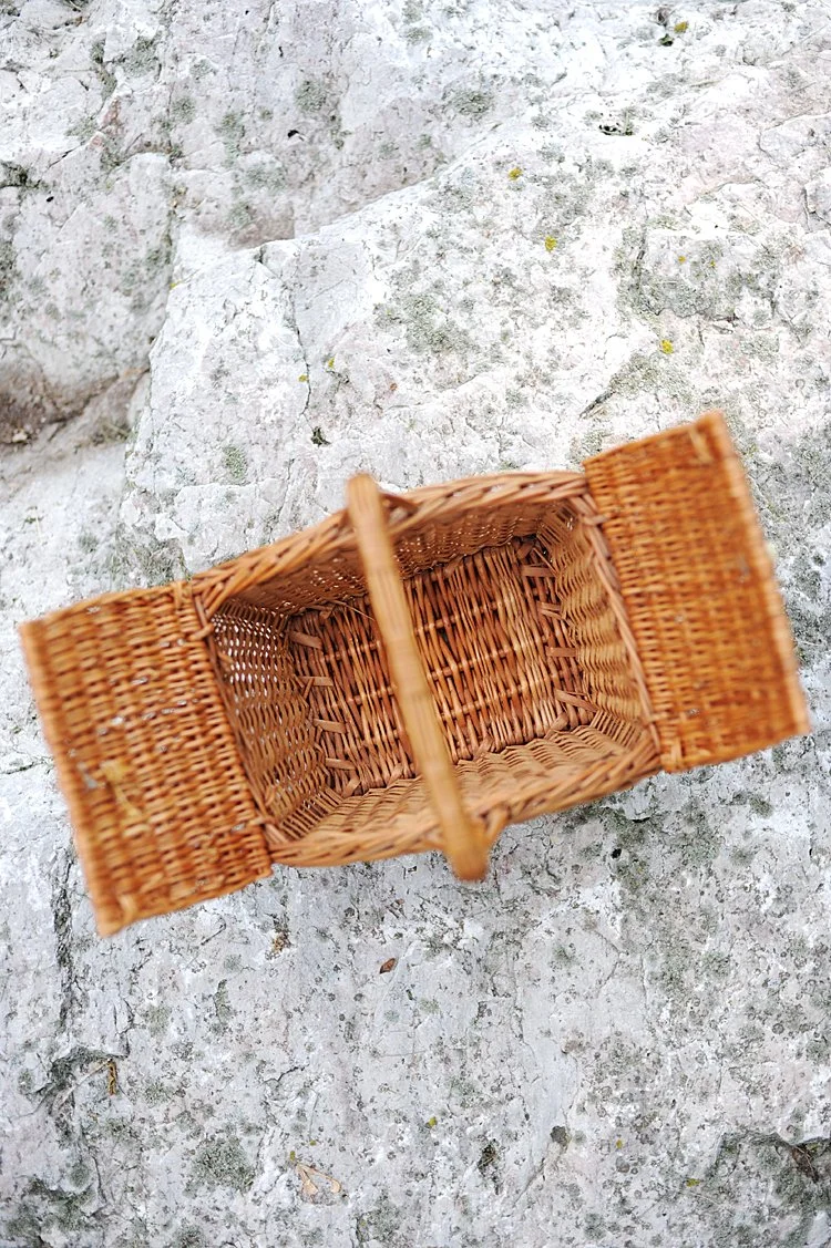 Vintage French Petite Wicker Picnic Basket