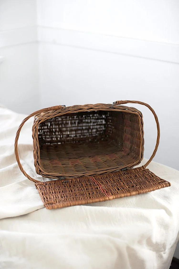 Vintage French Wicker Picnic Basket