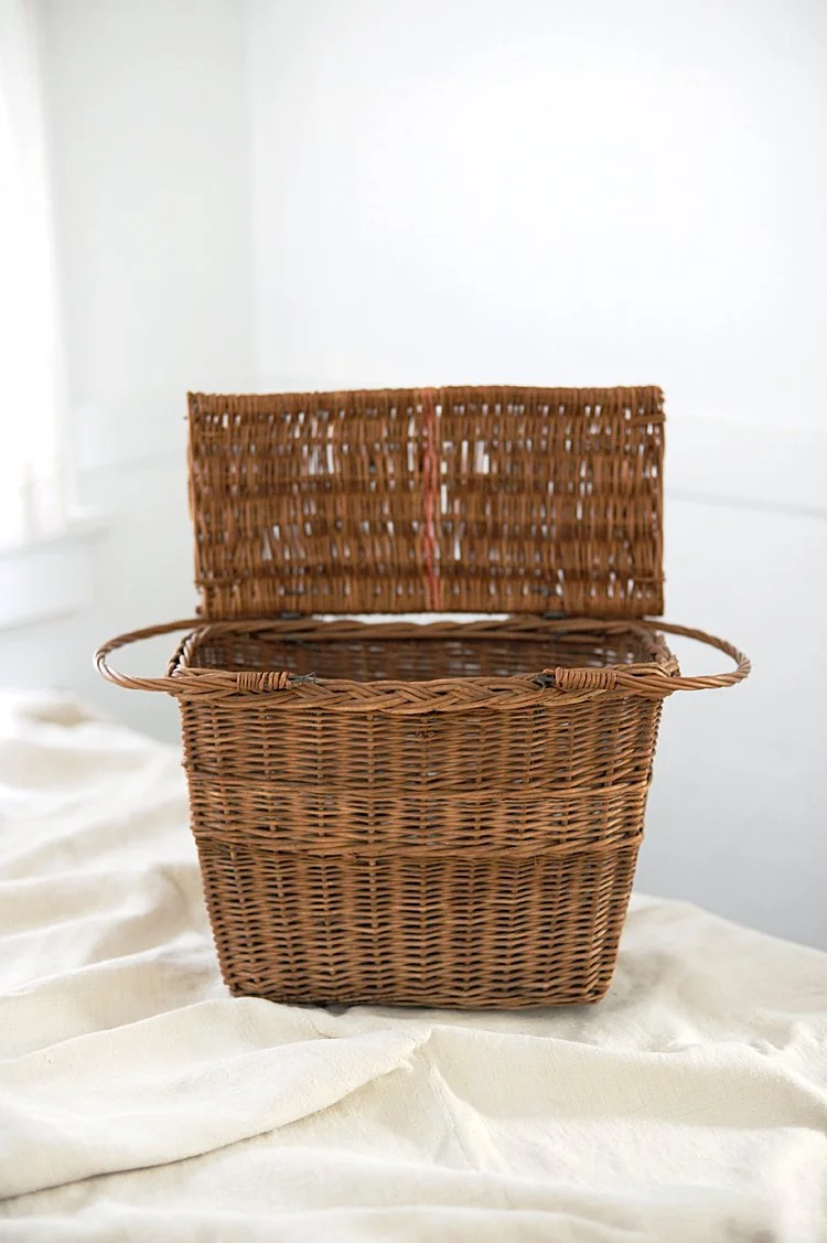 Vintage French Wicker Picnic Basket
