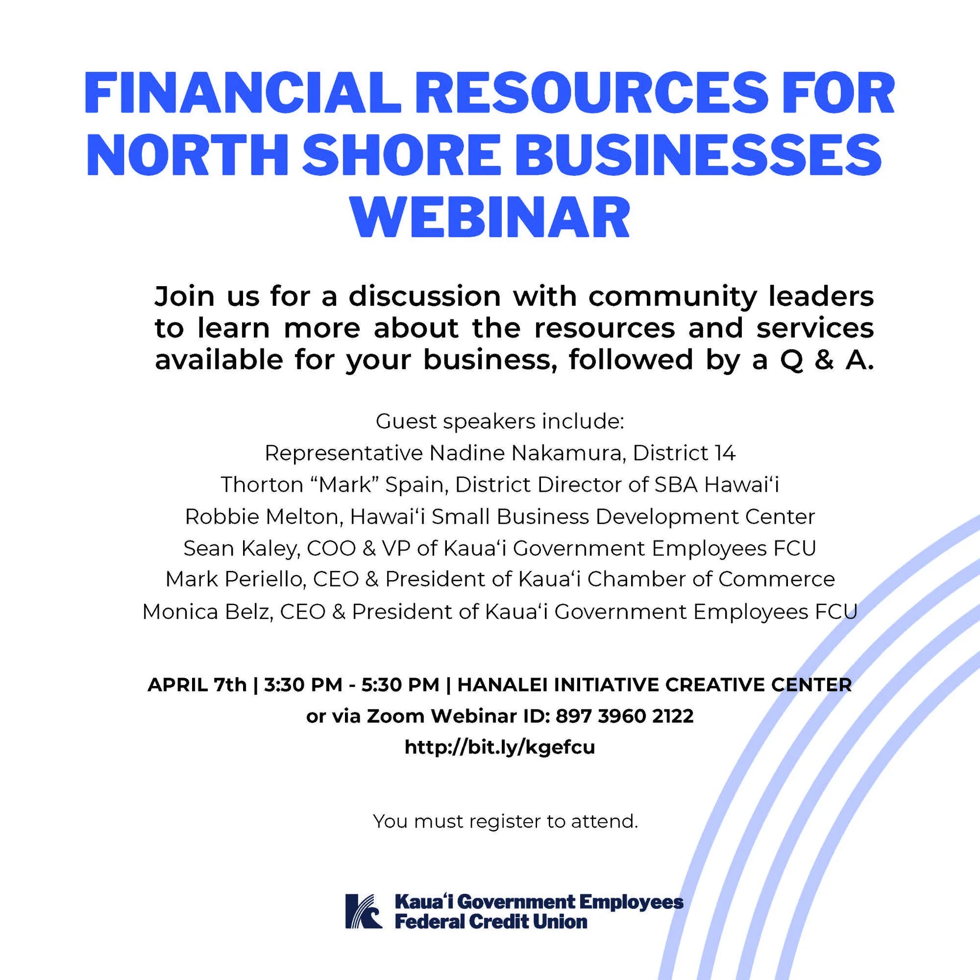 Financial Resources for North Shore Businesses Webinar: Wednesday, April 7, 3:30pm