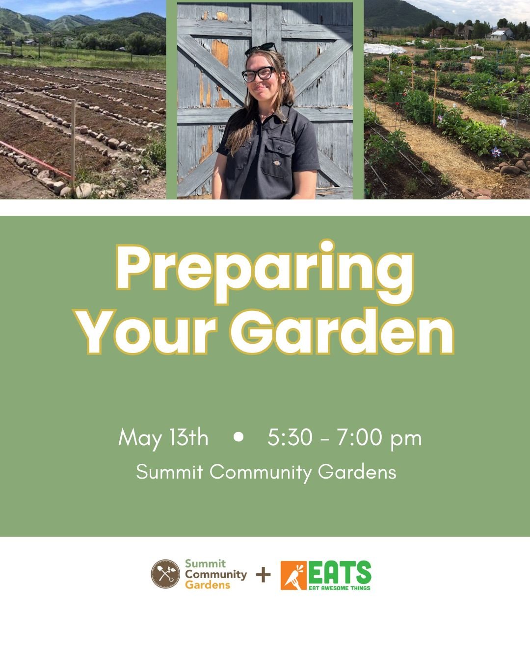 Join Jess, our new Garden Manager, for a great class about preparing your garden, whether at Summit Community Garden or at your home. Register now!
https://www.summitcommunitygardens.org/community-education

She'll share garden prep tips about soil a