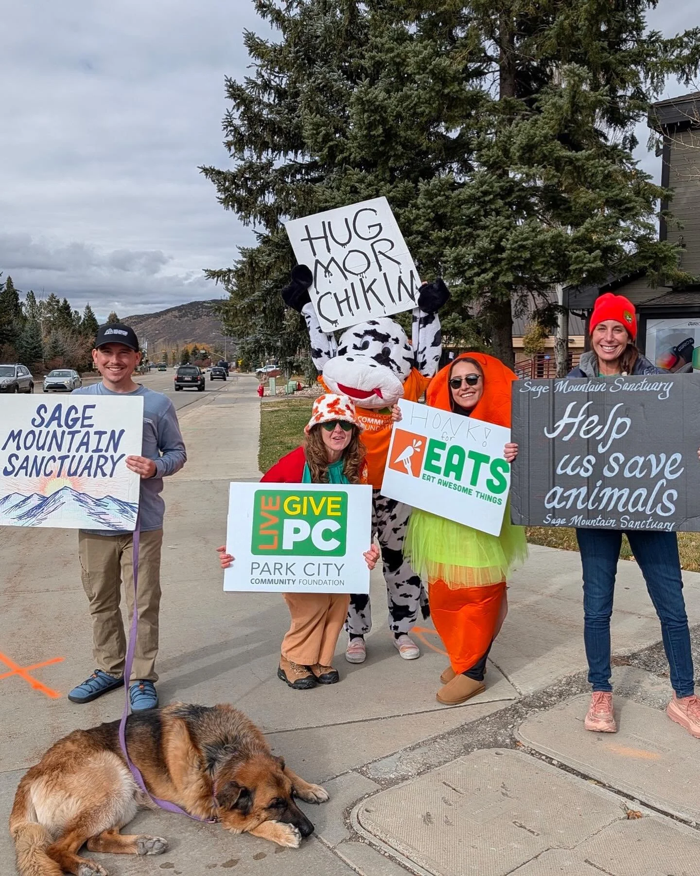Living it up on the corner for 💚🧡Live PC Give PC 🧡💚 with our friends from @sagemountainsanctuary @parkcitycf #livepcgivepc 

Donate to the nonprofits you love! Link in Bio for SCG -EATS 🥕🙌🏻🌟🙏🏼🫛