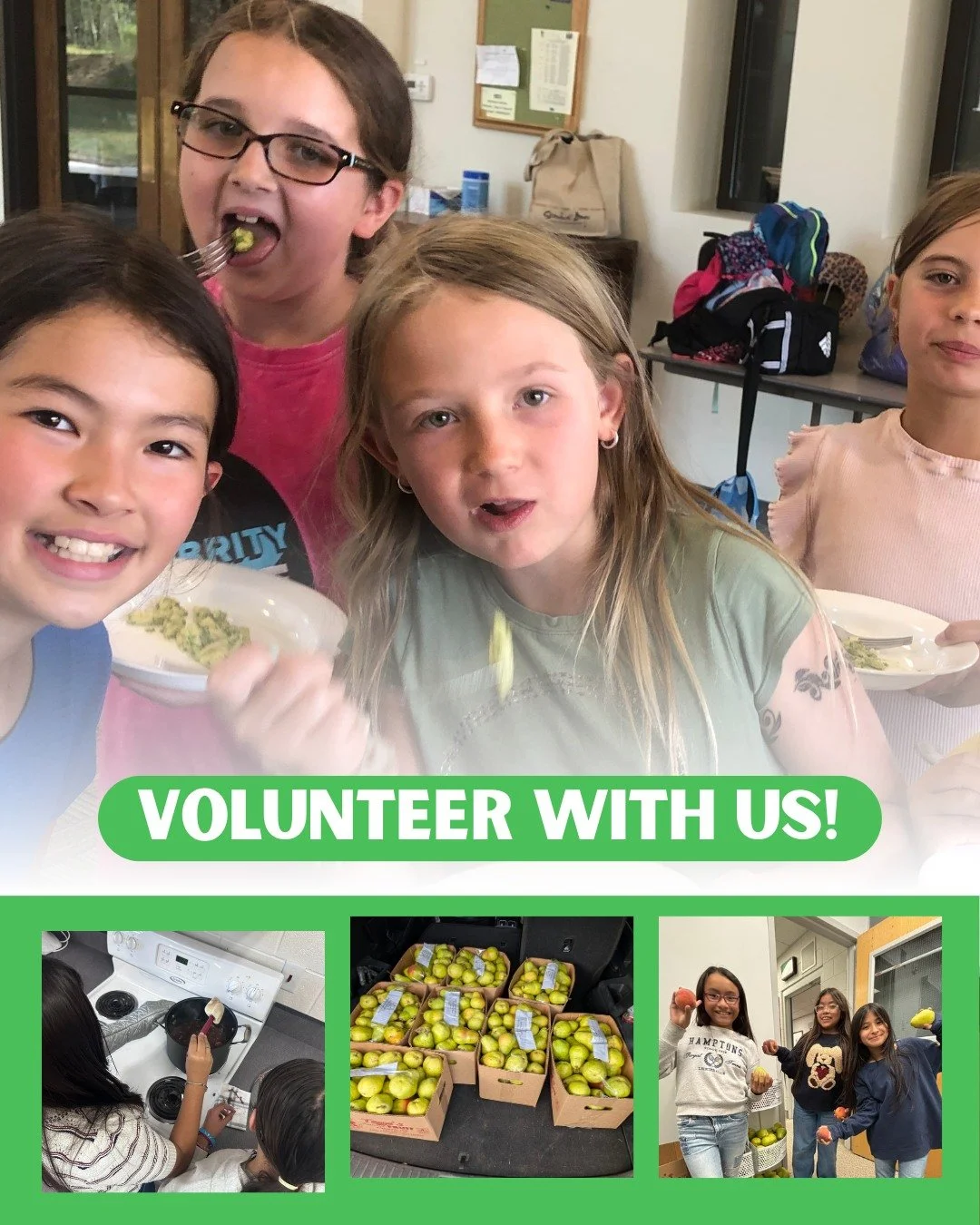 Let's get cooking! Assist our Education Team as they teach hands-on cooking and nutrition lessons on Fridays after school to Curious Cooks. Or help out Monday mornings, delivering healthy snacks to kids who need them as a Fruit to Schools program vol