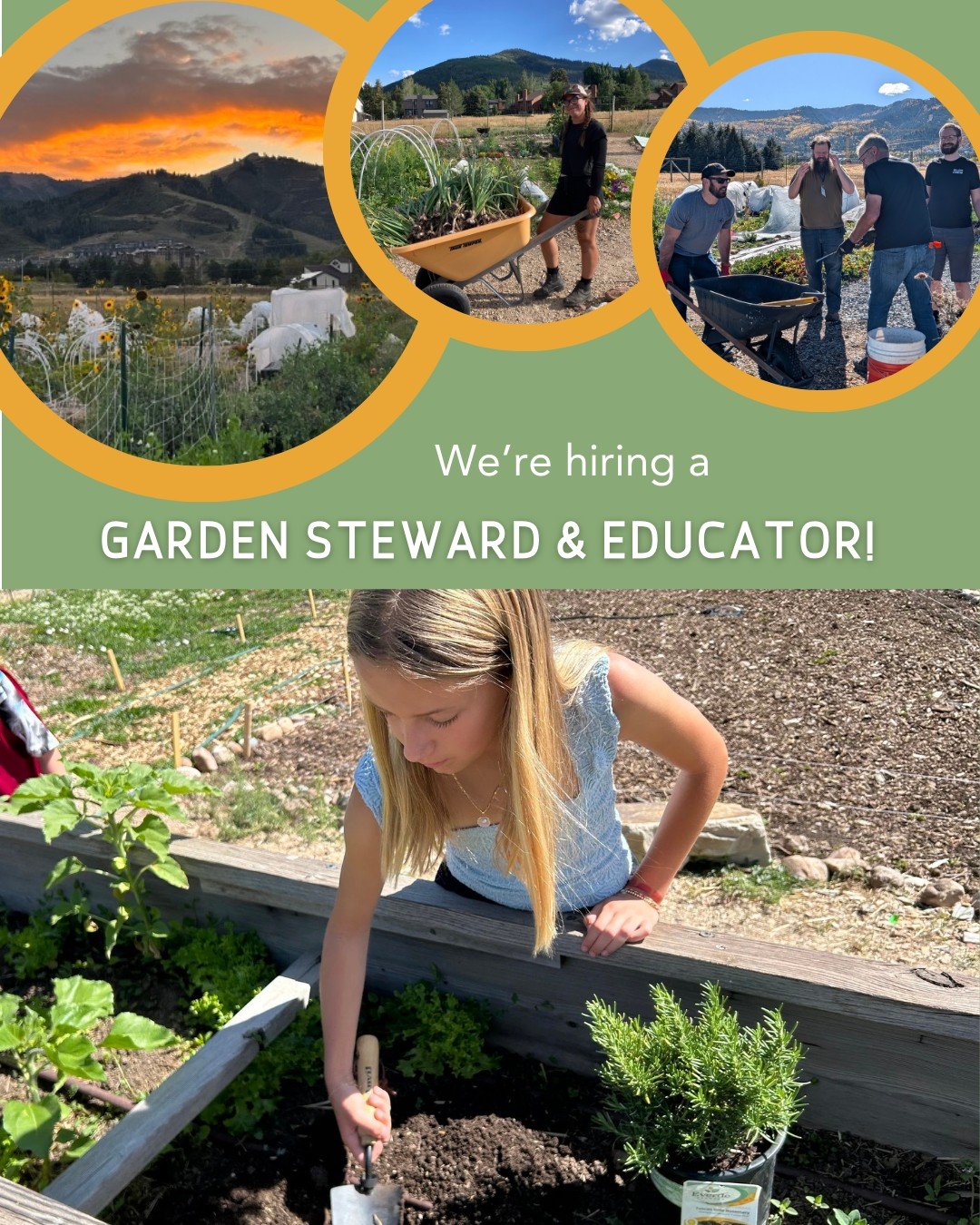 Join our team! 
SCG-EATS, alongside @utahconservationcorps (UCC), is excited to accept applications for the role of Garden Steward &amp; Educator. This AmeriCorps Individual Placement Position will work with our Garden Manager and Education Manager t