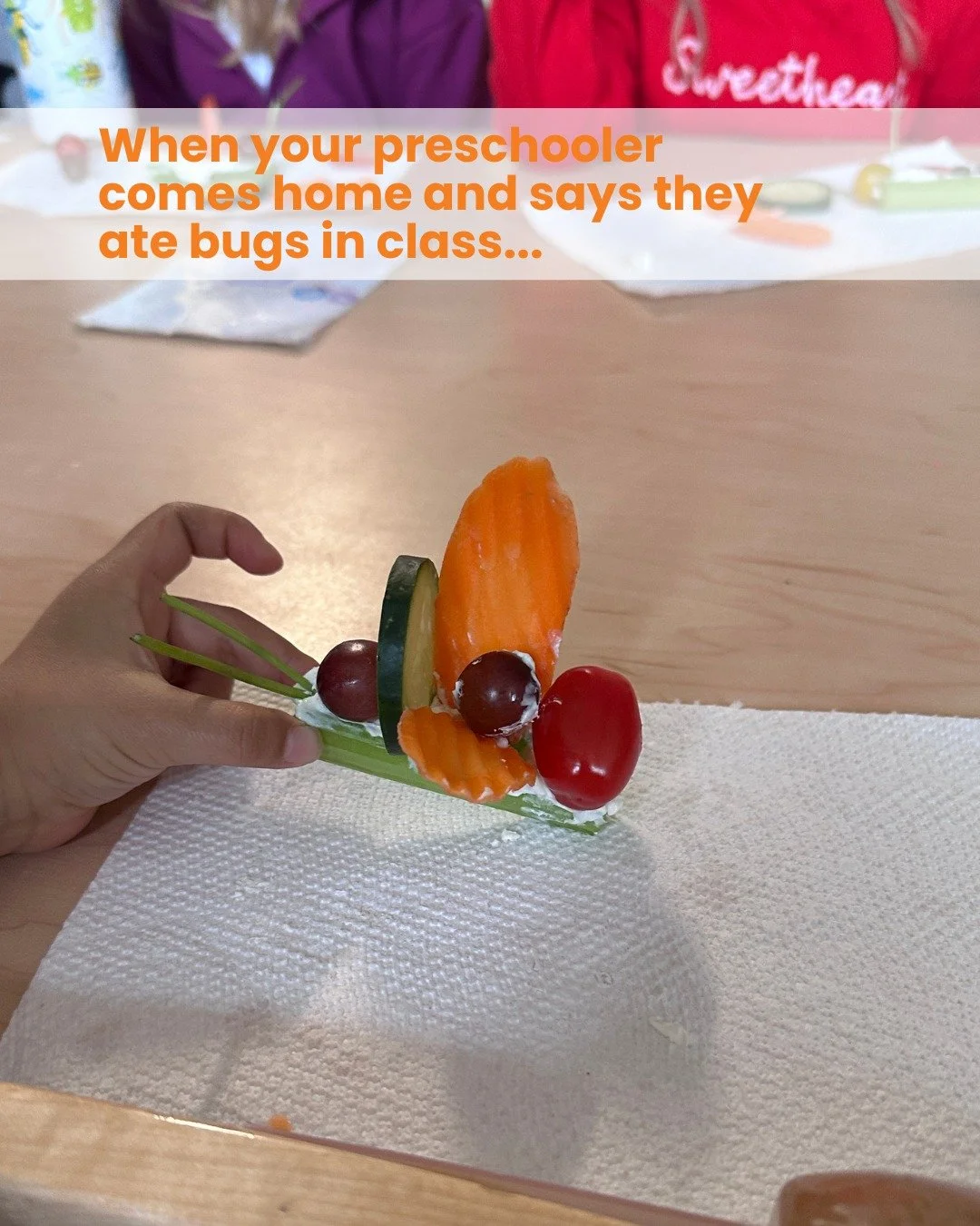 🌈 Creating fun foods is key when kids are learning to Eat the Rainbow. Preschoolers at @pctots  recently enjoyed making fruit and veggie bug snacks. Everyone got to design their own bugs in this hands-on cooking class. Thank you PC Tots!

#SummitCom