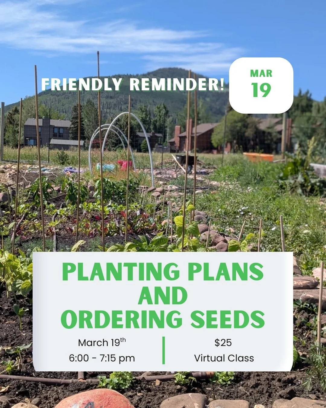 It&rsquo;s time to start your garden plans! This Thursday, Garden Director Jess will share information about companion planting, crop rotation, seed starting dates, planting quantities, and more. Register at link in bio.

#SummitCommunityGardens #EAT