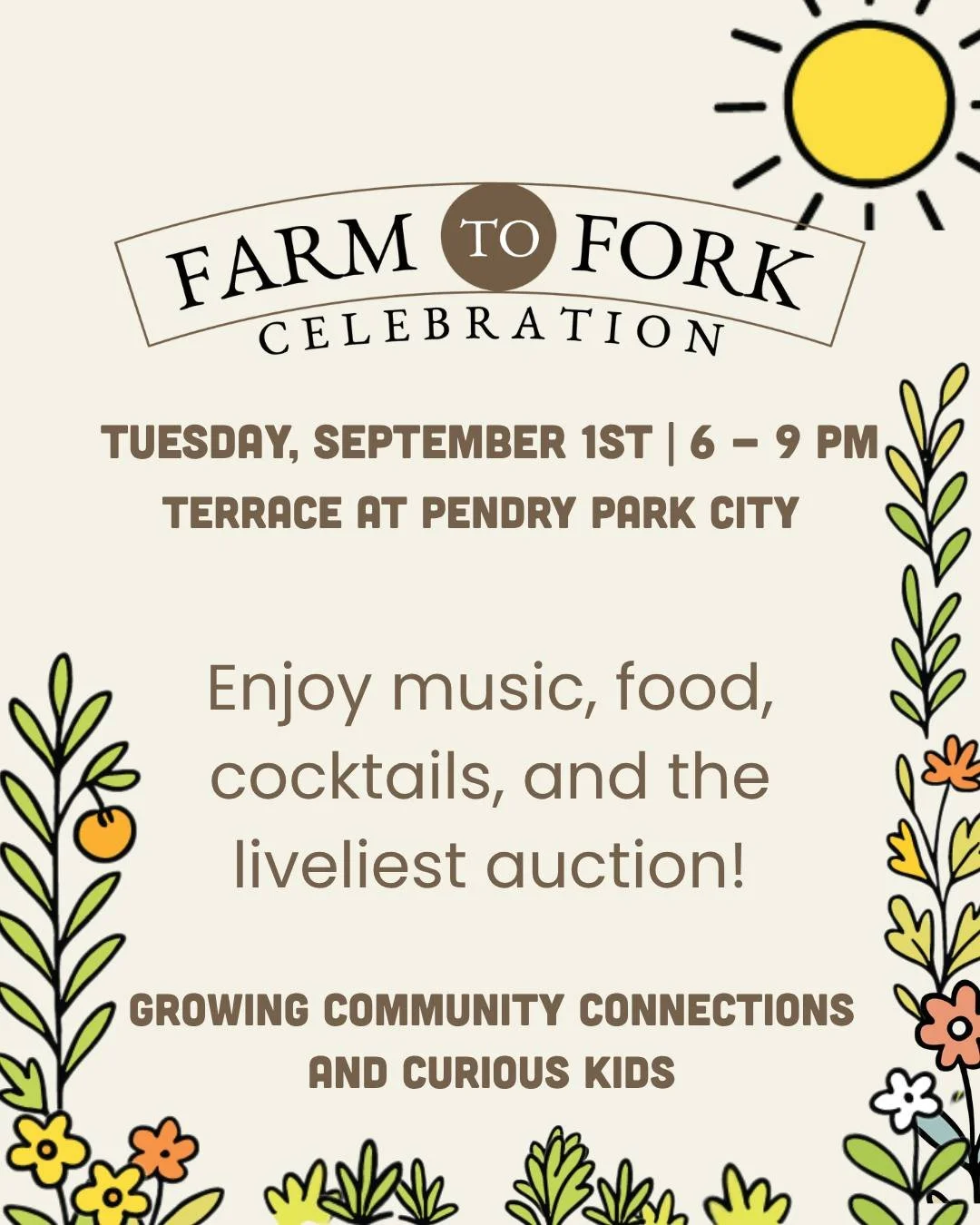 Get ready for a night full of great views, friends, food, and spirits 🌻We'll be at the lovely@pendryparkcity for our annual fundraising event to fund the magic happening in the garden and in classrooms across Summit County. Farm to Fork always sells