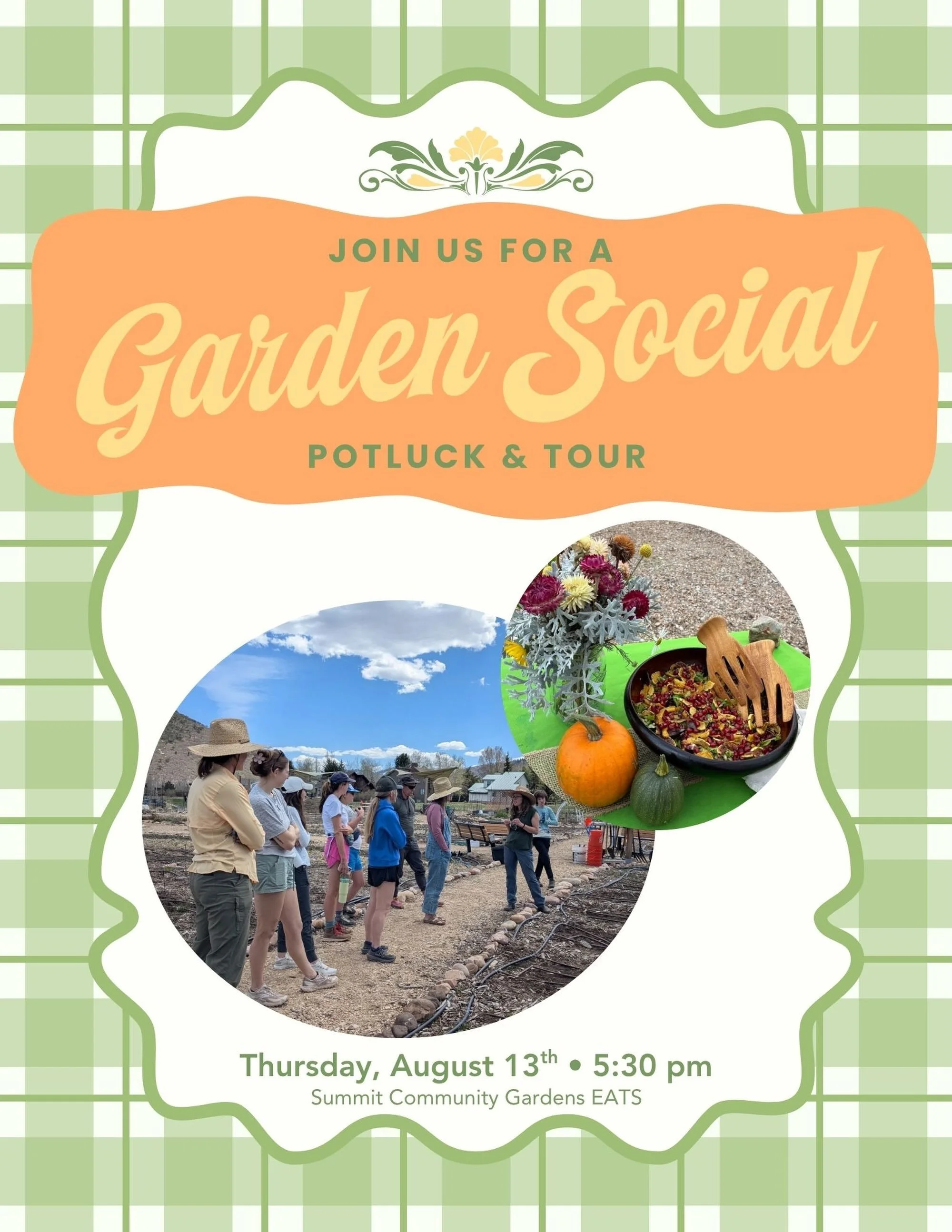 Come out to the garden on Thursday, August 13th and gather with your fellow gardeners and community members!

The evening will include a casual tour featuring some of our plot holders who are doing incredible things in their spaces, the unveiling of 