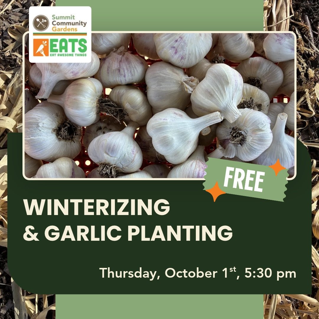 FREE Community Class Coming Up!
🧄 Garlic Planting &amp; Winterizing the Garden🍂

The gardening season may be winding down, but there&rsquo;s still important work to do! Join us at Summit Community Gardens to learn how to put your garden to bed in a