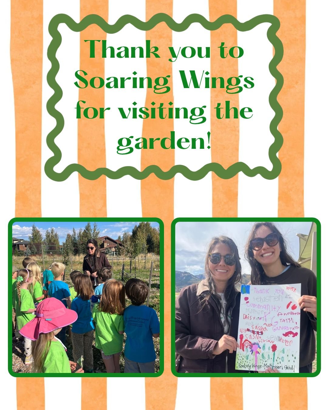A huge thank you to @soaringwingsmontessori for joining us in the garden for a field trip this past week! 🌻

We had such a wonderful time discovering all the exciting things happening in the garden this fall! Students learned how squash grows, disco