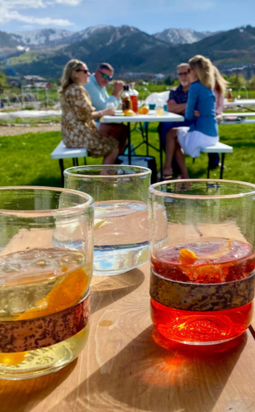Cocktails in the garden with mountain views