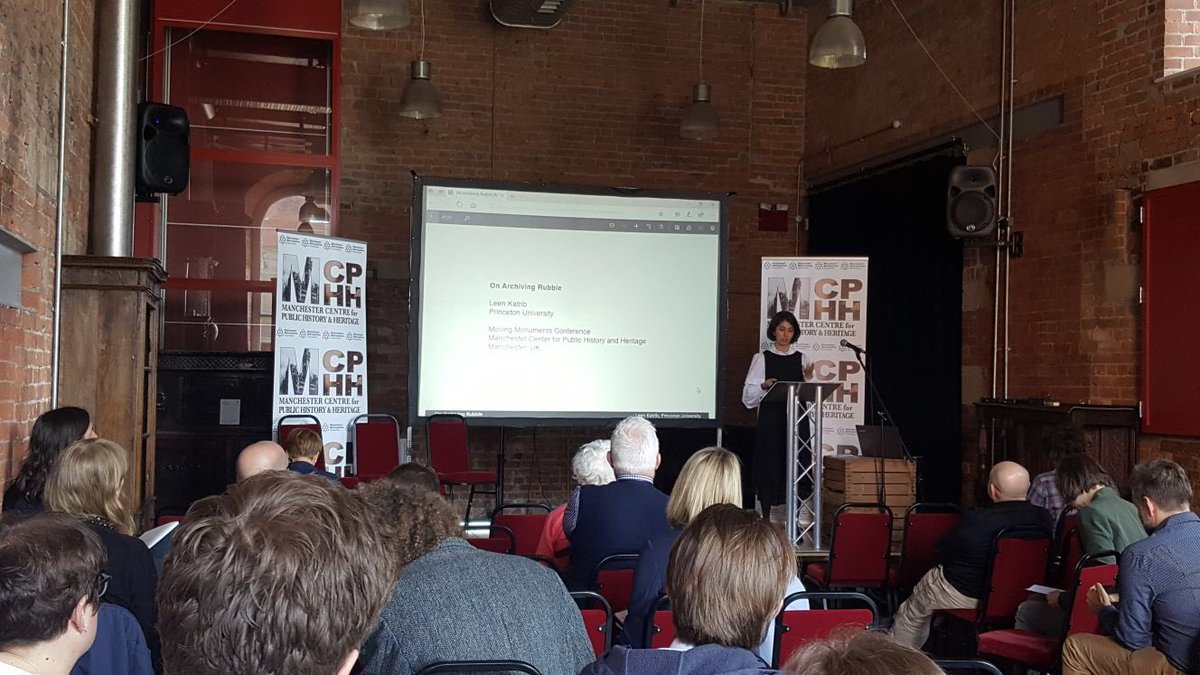 Leen Katrib presenting the paper "On Archiving Rubble" at the Moving Monuments: History, Memory, and the Politics of Public Sculpture conference at the Manchester Center for Public History and Heritage in the UK #MovingMonuments2018 #leenkatrib #princetonuniversity #princetonarchitecture