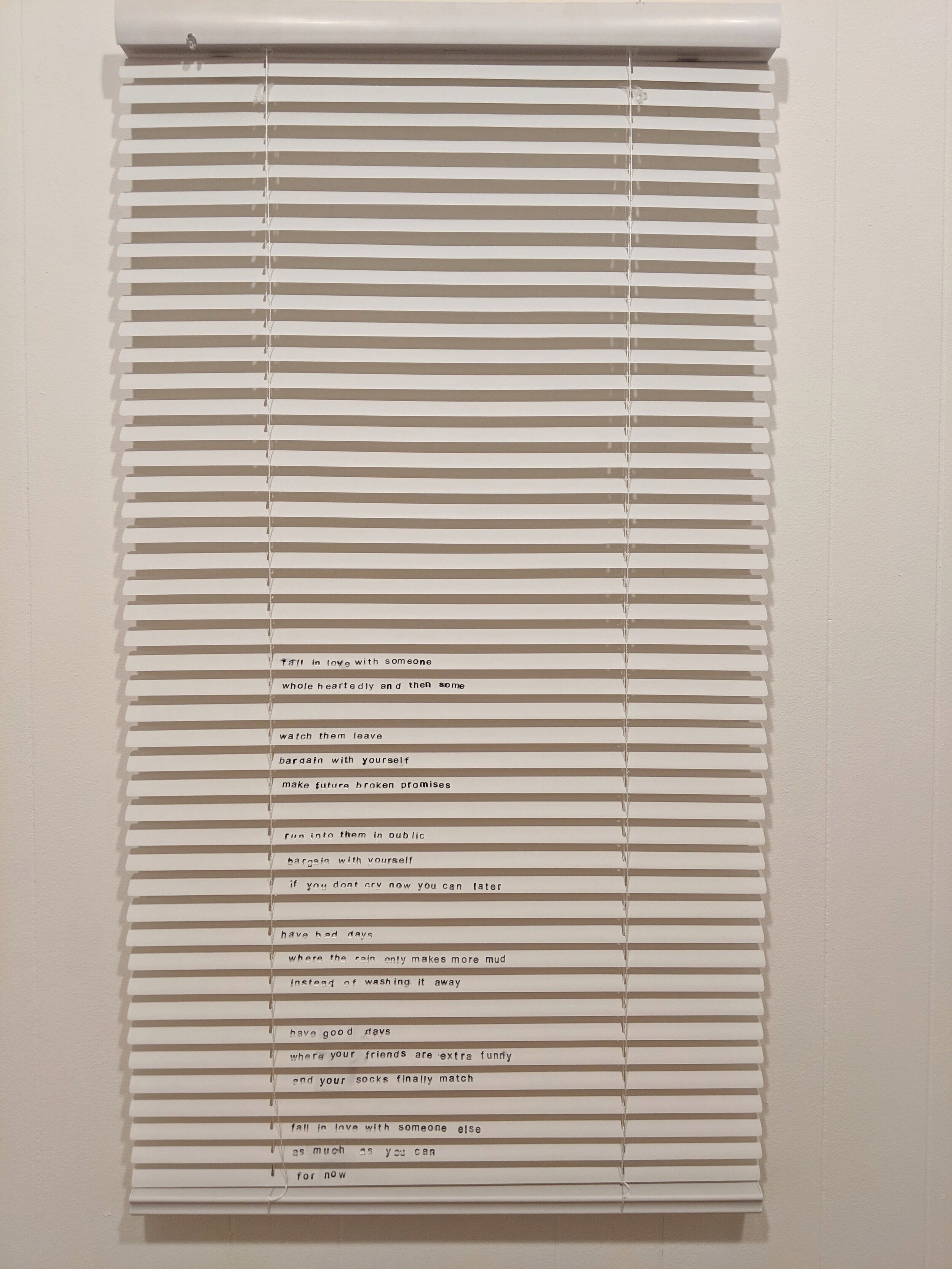  To-do list,   vinyl mini blinds, 2019 