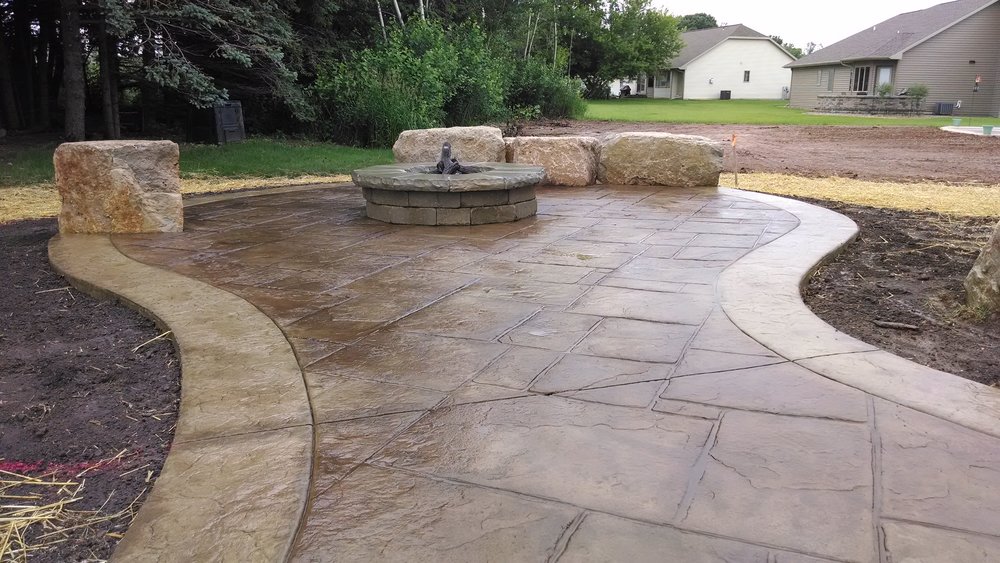 Stamped Concrete Finishes Curb N, Cement Stamped Patio